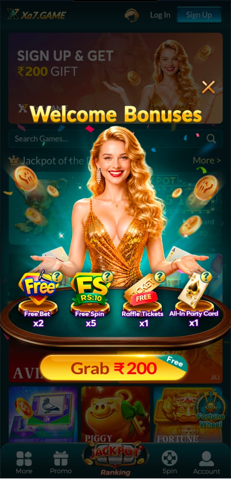XA7 App branding for Android casino games and sports betting experience